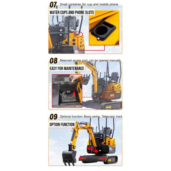 180mm Track Width HT13 Hightop Mini Excavator 795mm Tail Turning Radius