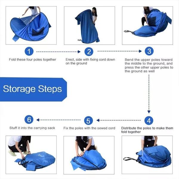 Fiberglass Poles Pop Up 3.3lbs Beach Sun Shade Tent