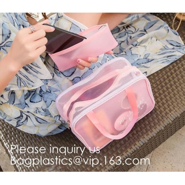 Easy Carrying Small Transparent Pvc Cosmetic Pouch,Shiny Glitter Pvc Cosmetic Pouch Bag With Three Pouch, bagease, bagpl