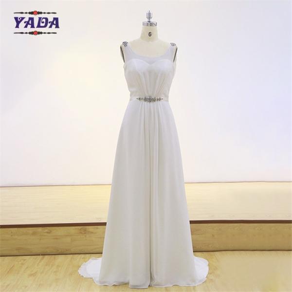 New fashion jewel beaded sleeveless long chiffon bridal sexy transparent dresses