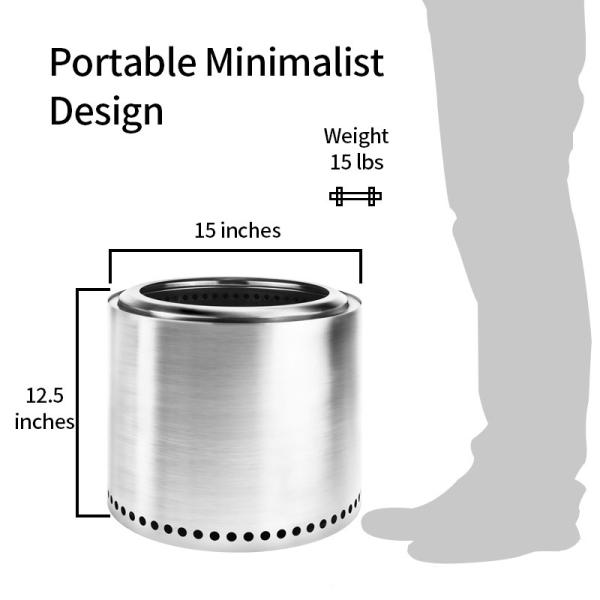 Customized Logo Acceptable 15 Inch Smokeless Stainless Steel Stove for Modern Camping