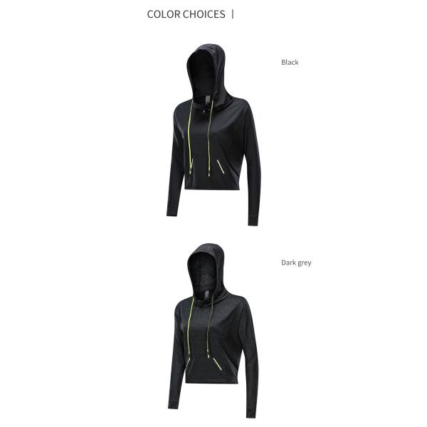 black 3/4 Zipper Up Collar Women'S Sports Hoodie 250g Cuff design