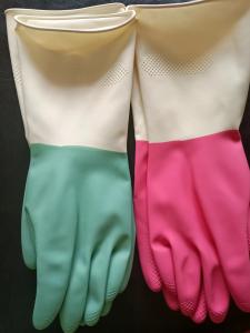 Quality Thickening Latex Industrial Bicolor Glove 320mm Flock Lining Chemical Resistance wholesale