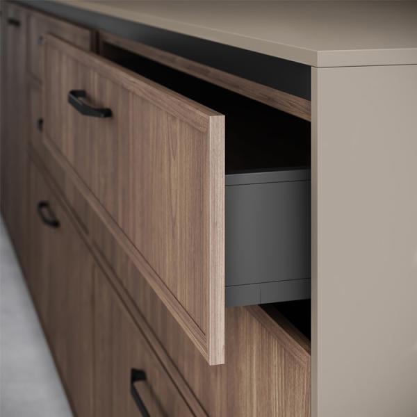 PVC Vaccum Finish Contemporary Kitchen Cabinets Modern Kitchen Units