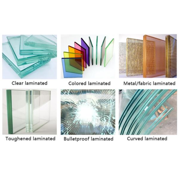 Clear Float LED Laminated Glass EVA Film PVB Film 6.25mm 12.38mm Laminated Tempered Glass Bulletproof Laminated Clear Glass For Table