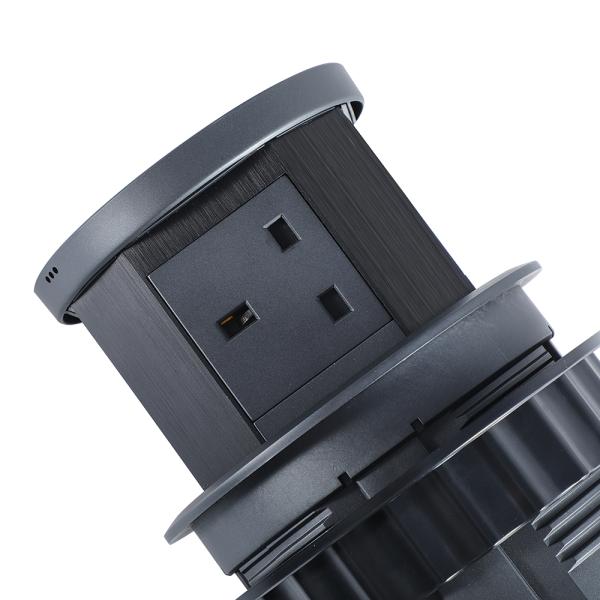 USB A+C Fast Charging Wireless Charger 3 Power Outlets Pop-Up Desktop Kitchen Socket UK Plug Standards Tabletop