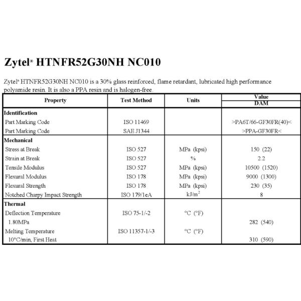 DuPont PPA GF30 Zytel HTNFR52G30NH , Polyamide High Performance Resin