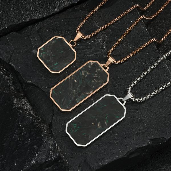 Newly Developed Forged Carbon Fiber Jewelry Square Bar Necklace Pendant Waterproof Hypoallergenic Geometric Jewelry