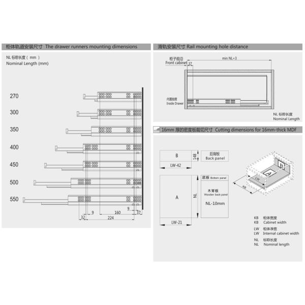 Double Walled Inner Tandembox Drawer Systems With Silent Soft Close Function
