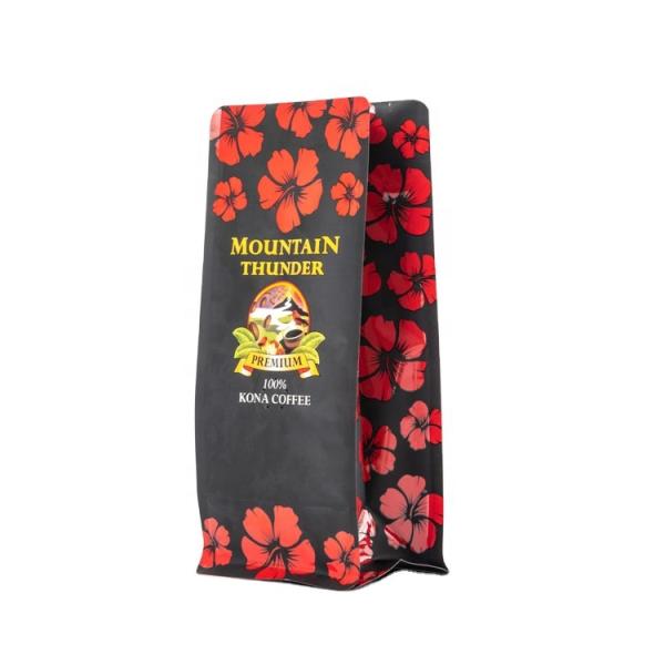 Smell Proof Flat Bottom Kraft Paper Coffee Bags ISO9001 200-400 Microns