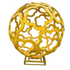 Quality Metal Flower Ball Golden Sculpture Large Metal Garden Ornaments wholesale