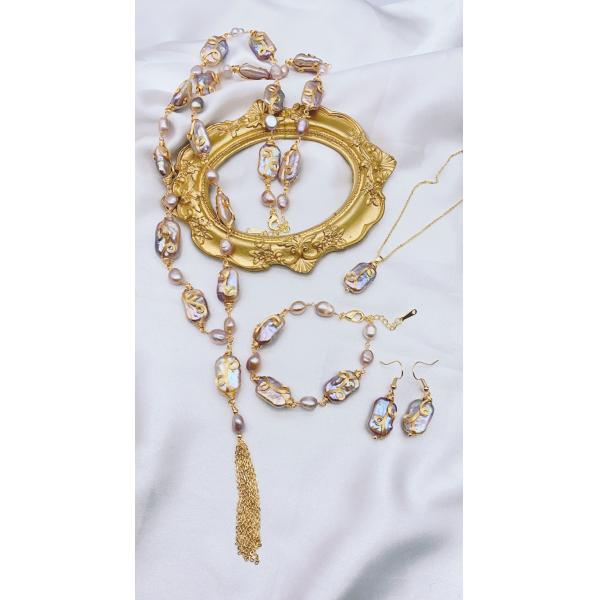 Vintage Copper Natural Baroque Pearl Choker Necklace for Women New Thick Chain Necklace Sweater Natural Pearl Necklace