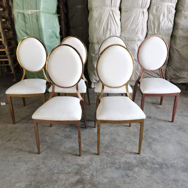 Gold Banquet Dining Chair Luxury White Stainless Steel Hotel Stackable Dining Chairs