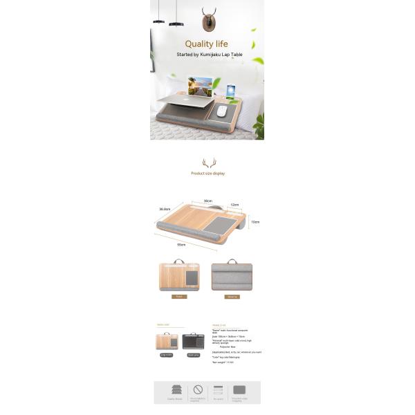 Upholstered Laptop Work Tray and Gaming Table Adjustable Frame 1100-1800mm for Home Office