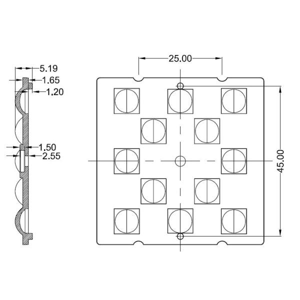 Large Beam Angle 120 Degree LED Lens 3030 Chips For Outdoor Lighting