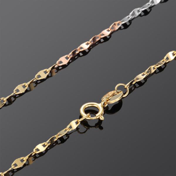 18K Yellow Gold Rose Gold White Gold Three Tone Chain Women Necklace (NG0111)