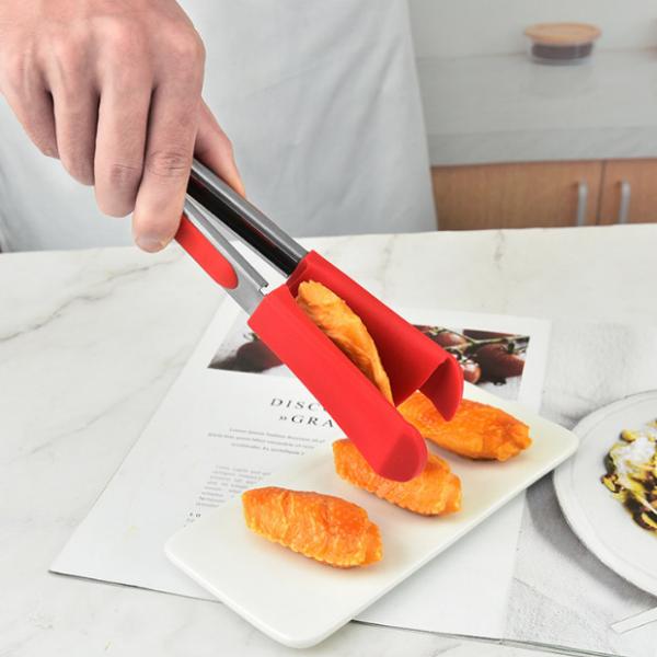 Stainless Steel Salad Cooking Bbq Spatula Silicone Clips 2 In 1