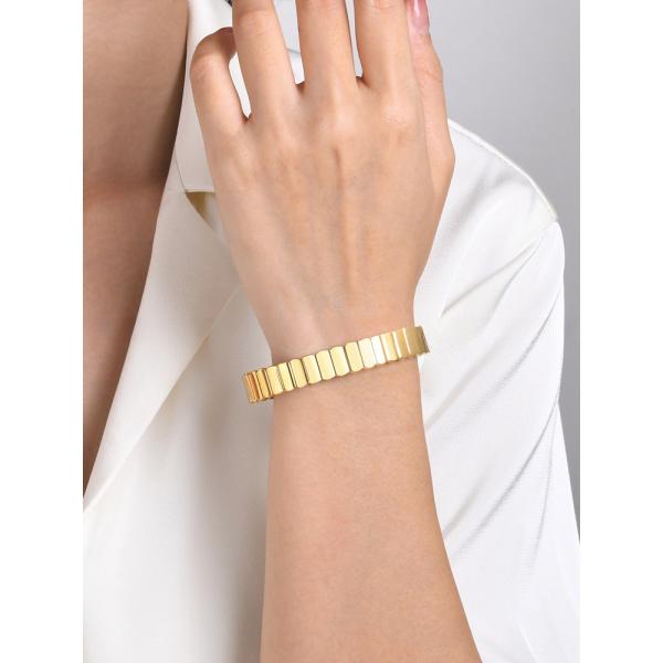 Wide Open Stainless Steel Cuff Bracelet Adjustable Vertical Stripe Style For Men Women