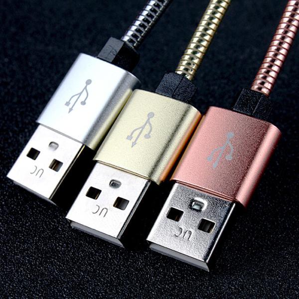 Spring stainless steel metal braided usb data charging cable for iphone for HUAWEI samsung android High speed