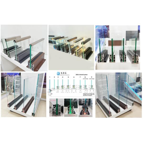 Aluminum U Channel Glass Railing with 6+6mm and 8+8mm Tempered Glass for 36''/42'' Height Balcony and Deck