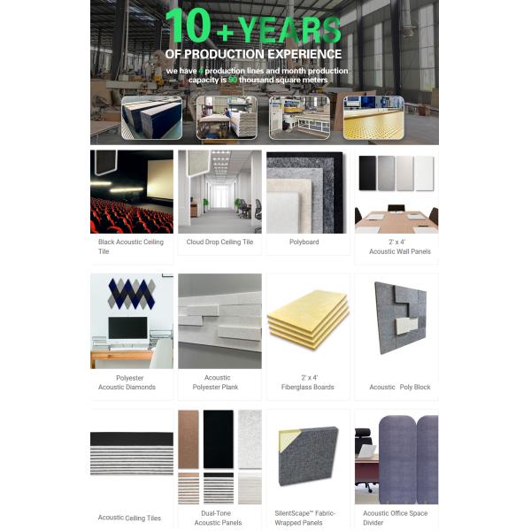 Modern Design PET Ceiling Acoustic Panel Fire Retardant For Studio NRC 0.9