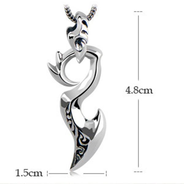 Men's Sterling Silver Dragon Pendant Necklace with Thai Vintage Style Jewelry(N020987W)