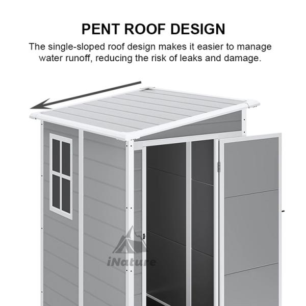 Side view of small lean-to garden shed