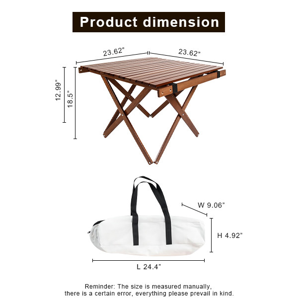 Wood Small Portable Camping Table With Two Adjustable Height Best Folding Camping Table