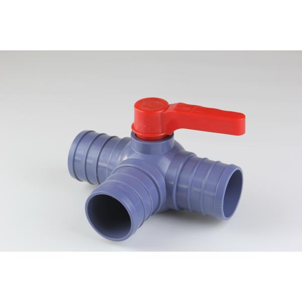 UV Resistant PVC Three Way Valve Blue Black PVC Water Valve ODM