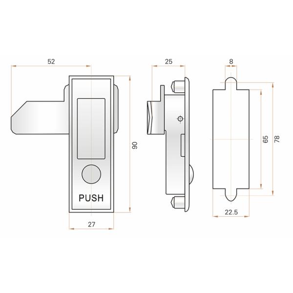 High Safety Plane Lock , Push Button Lock For Electronic Control Box