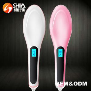 China digital LCD electric hair straightening comb brush as seen as tv  hair straightener brush on sale