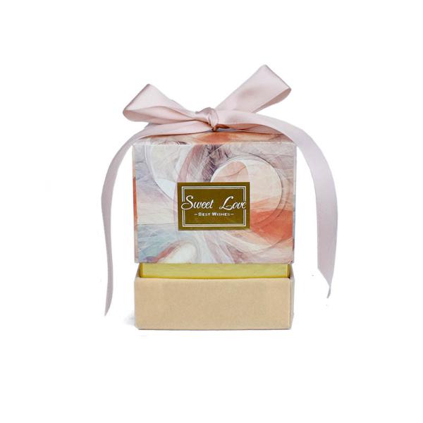 Handmade Small Wedding Jewelry Packaging Box With Pink Ribbon