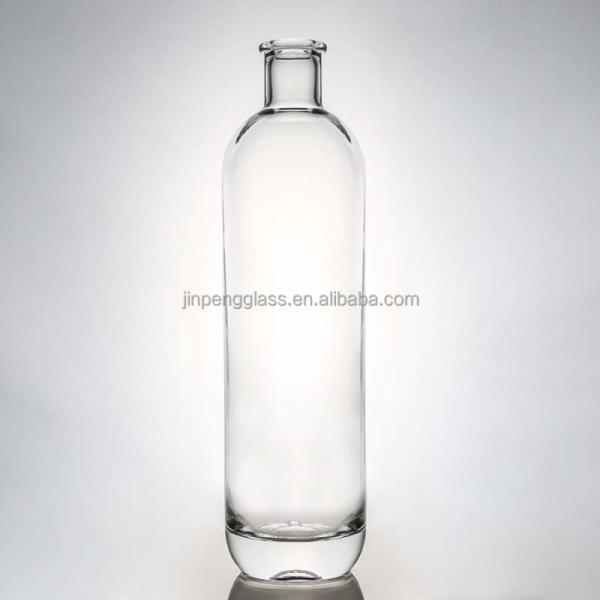 Glass Collar Vodka Whisky Gin Rum Bottle 375 ml 500 ml 700 ml 750 ml 1000 ml with T Cork