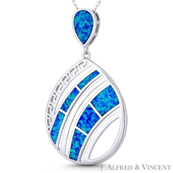 Tear Drop Key Charm Greek Opal Jewelry 47x27mm 925 Sterling Silver Rhodium