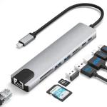 Versatile 8-In-1 USB Type C Hub Multiport Adapter for Multi-Tasking and Data