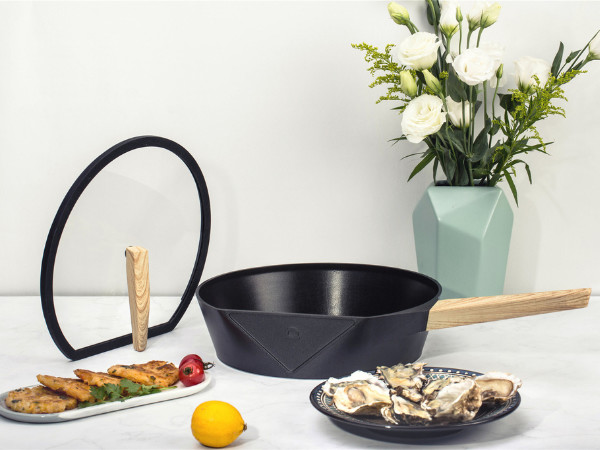 BSCI Large Deep Dish Aluminum Frying Pan 10Inch With Glass Lid