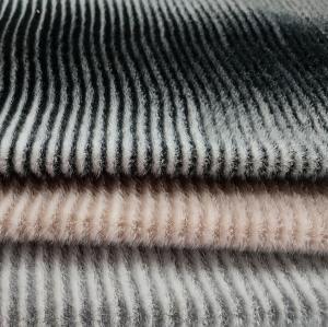 China 400gsm Black And White Faux Fur Fabric Wave Line 58'' 60'' on sale