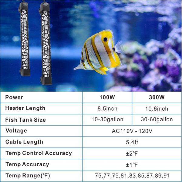 300 Watt Small Fish Tank Water Heater 60 Gallon