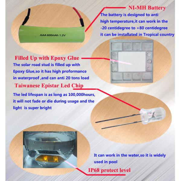 Aluminum led solar road stud with 3 pcs led per side