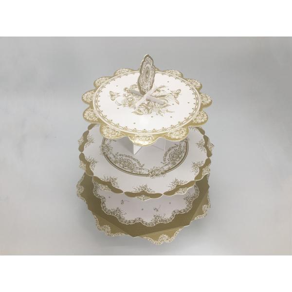 Party DIY Round Display Stand / Foldable Three - Layer Paper Cardboard Cake Stand
