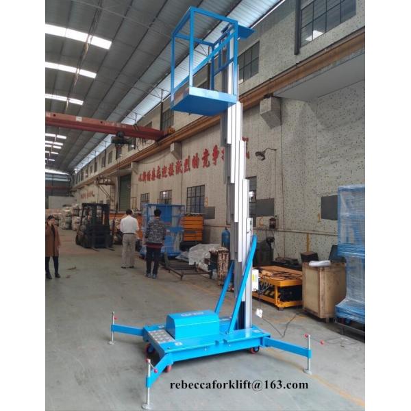 Outdoor Aluminum Lift Platform 125kg 8m 220v 0.75kw Blue Or Customized Color