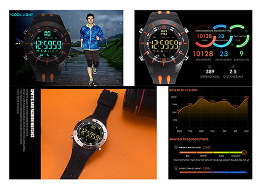 Black Andriod Bluetooth Sports Watch PU Strap With App Remind Function