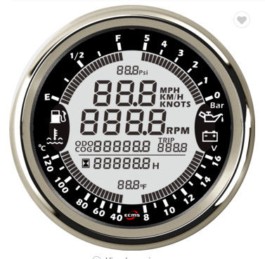 Black 85mm 16V 5 Bar Multi Function Boat Gauge Set Yacht Instrument