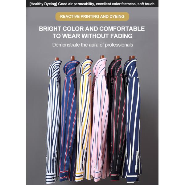 Winter Business Casual Men's Striped Shirt with Non-Ironing and Heat-transfer Printing