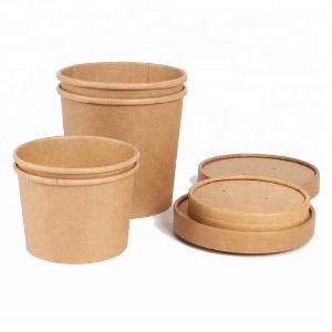 Quality Customized Disposable Kraft Paper Salad Bowl With Lid For Food Paper Container wholesale