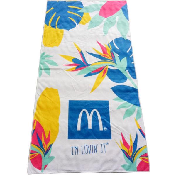 Private label soft quick dry beach towel serviette de plage custom 100% polyester microfiber disperse print beach towels