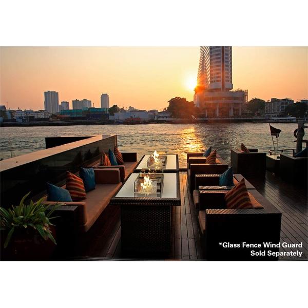 Stainless Steel Burner Square Outdoor Natural Gas Firepit Black All - Season