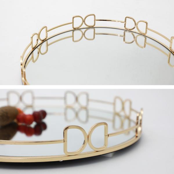 Round Metal Decorative Mirror Serving Display For Wedding Decor