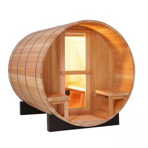 Quality Outdoor Solid Wood Barrel Sauna Heats Up Fast OEM Acceptable wholesale