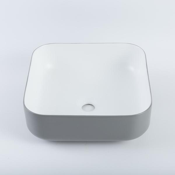 Non-Porous Surface Counter Top Bathroom Sink Symmetrical Square Wash Basin